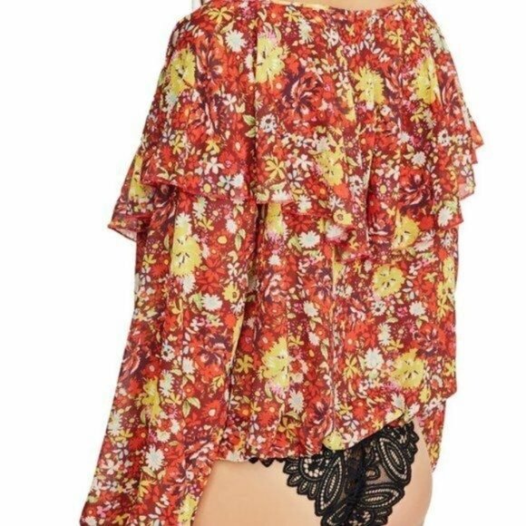 Free People Tops - Free People NWT One Piece Leotard Sheer Floral M F